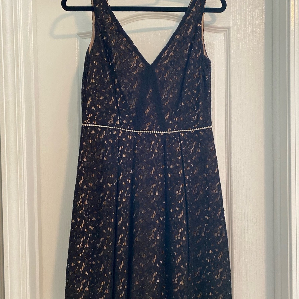 Black lace fit and flare dress